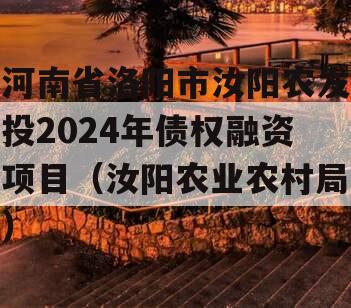 河南省洛阳市汝阳农发投2024年债权融资项目（汝阳农业农村局）