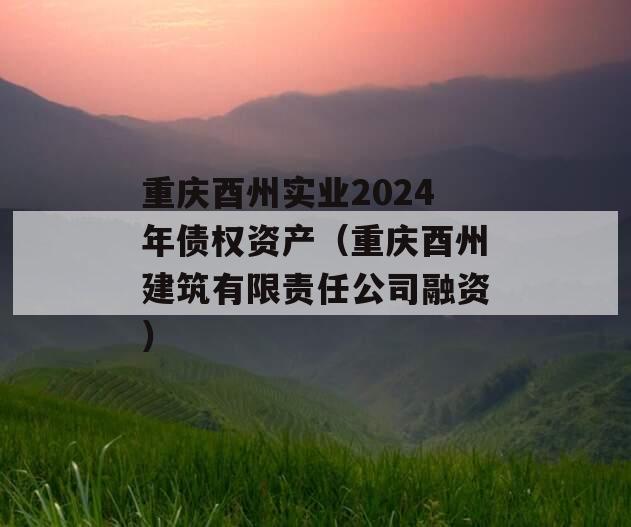 重庆酉州实业2024年债权资产（重庆酉州建筑有限责任公司融资）